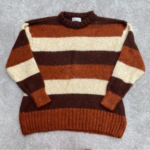 Urban Outfitters Rust and Burgundy Striped Knit Sweater